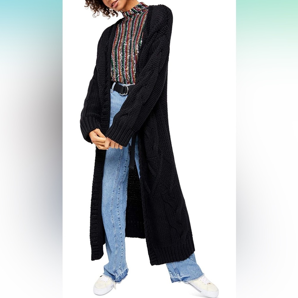 Free People Keep in Touch Cardigan Black